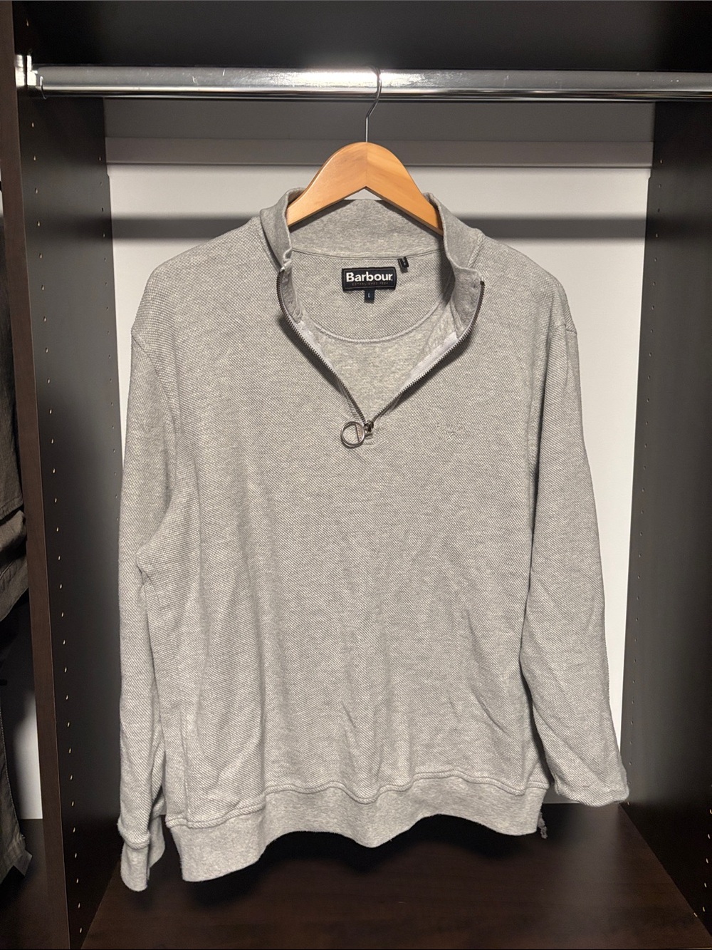 Barbour Heather Gray Half-Zip Sweatshirt